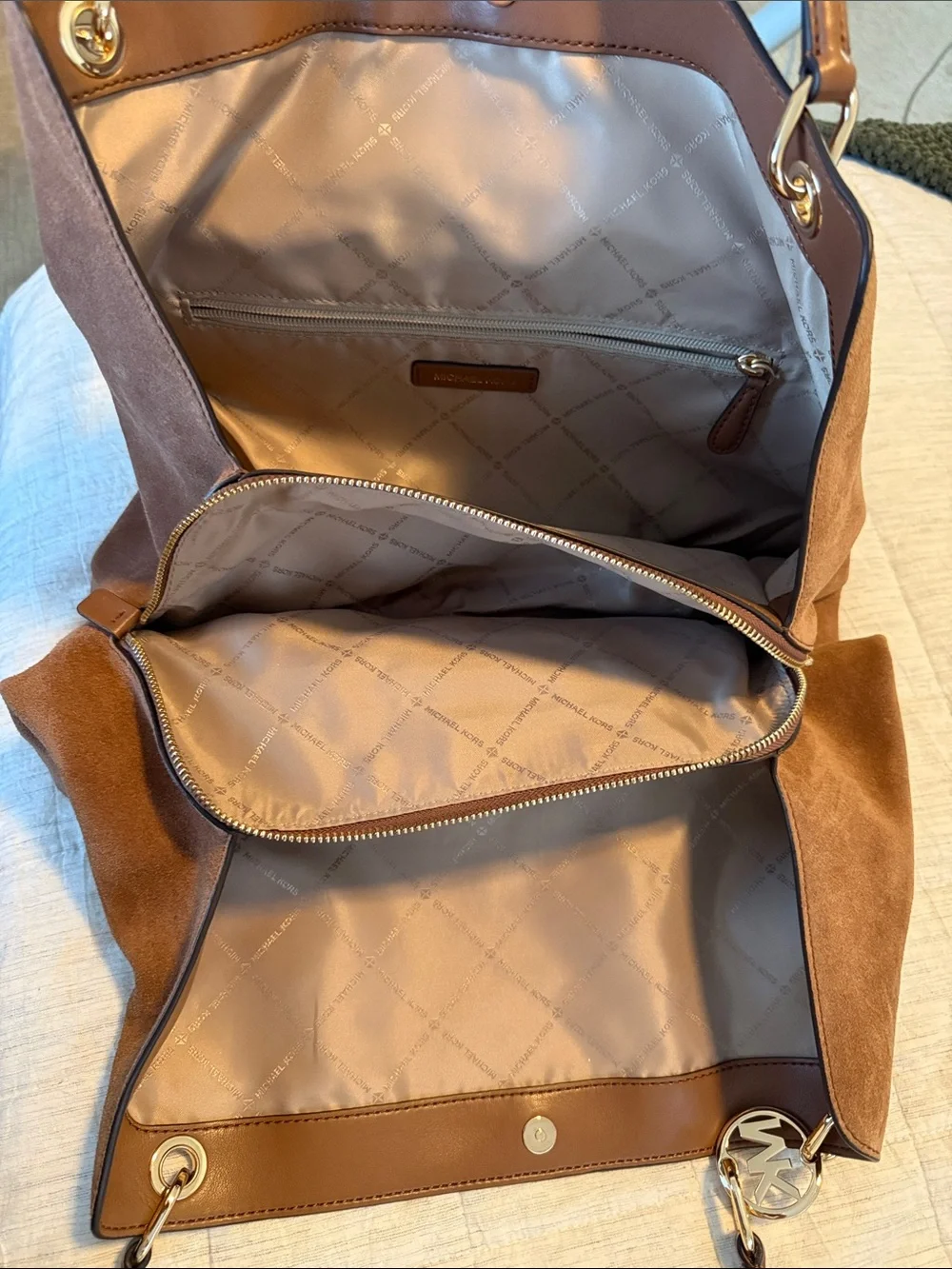 Michael Kors Christina Suede Tote in Chestnut